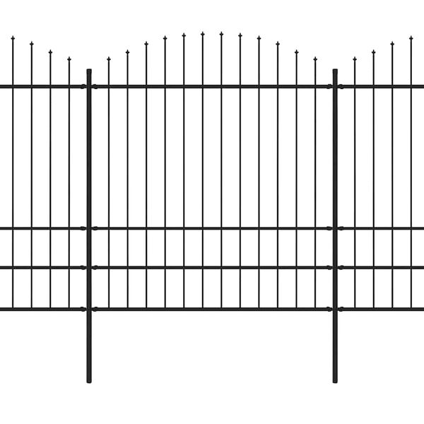 vidaXL Recinzione da Giardino con Punta a Lancia in Acciaio 1248x200 cm Nero