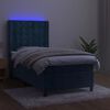 vidaXL Letto a Molle con Materasso e LED Blu Scuro 80x200cm in Velluto