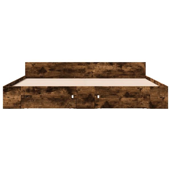 vidaXL Giroletto con Cassetti Rovere Fumo 200x200 cm Legno Multistrato