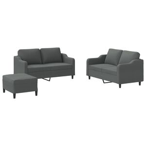 vidaXL Set di Divani 3 pz con Cuscini Grigio Scuro in Tessuto