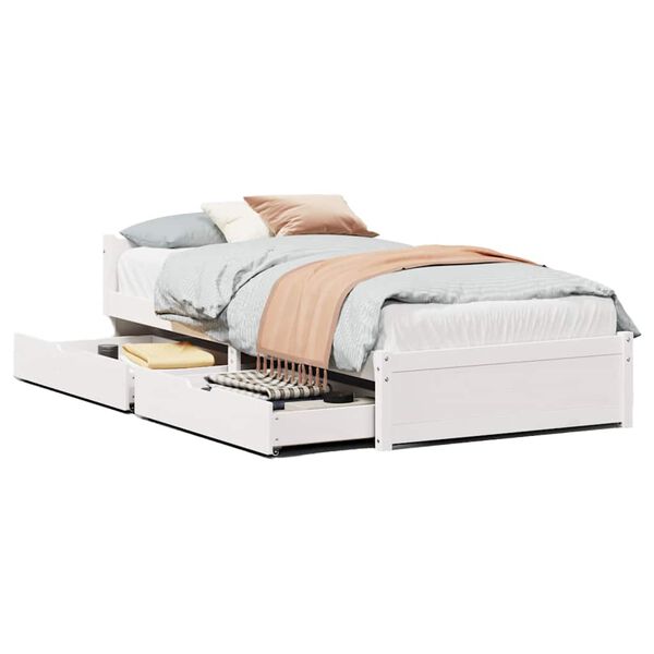 vidaXL Letto senza Materasso Bianco 90x190 cm in Legno Massello Pino