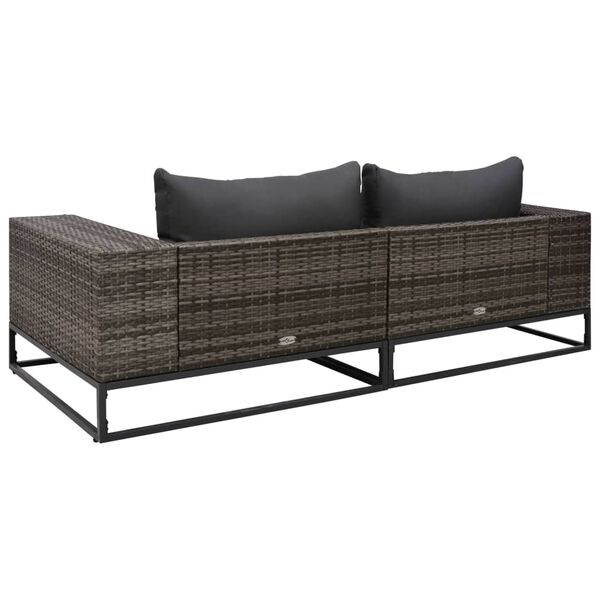 vidaXL Set Divani da Giardino 2 pz con Cuscini in Polyrattan Grigio