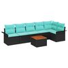 vidaXL Set Divano da Giardino con cuscino 7 pcs Nero polyrattan