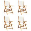 vidaXL Set di 4 sedie pieghevoli reclinabili in tessuto bianco crema e legno massello.