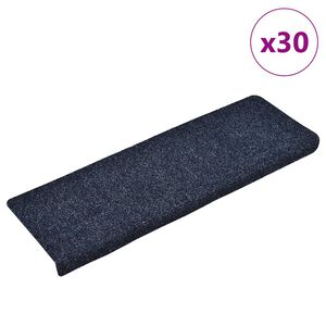 vidaXL Tappetini per scale autoadesivi 30 pz 65x21x4 cm blu bordo rettangolare