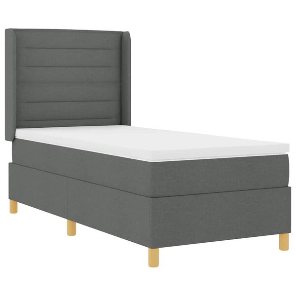 vidaXL Letto a molle con materasso Grigio scuro 80 x 200 cm Tessuto