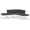 vidaXL Set Divani Giardino 5pz con Cuscini Bianco Legno Massello Pino