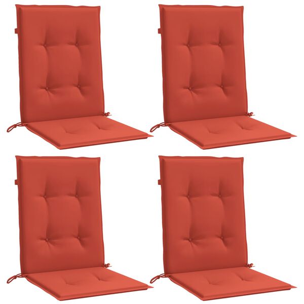 vidaXL Cuscini Sedia Schiena Bassa 4 pz Rosso M&eacute;lange 100x50x4 Tessuto