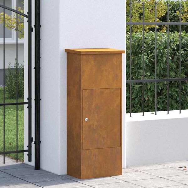 vidaXL Cassetta per pacchi Ruggine 44.5 x 29 x 110.5 cm acciaio corten