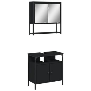 vidaXL Set Mobili da Bagno 2 pz Nero in Legno Multistrato