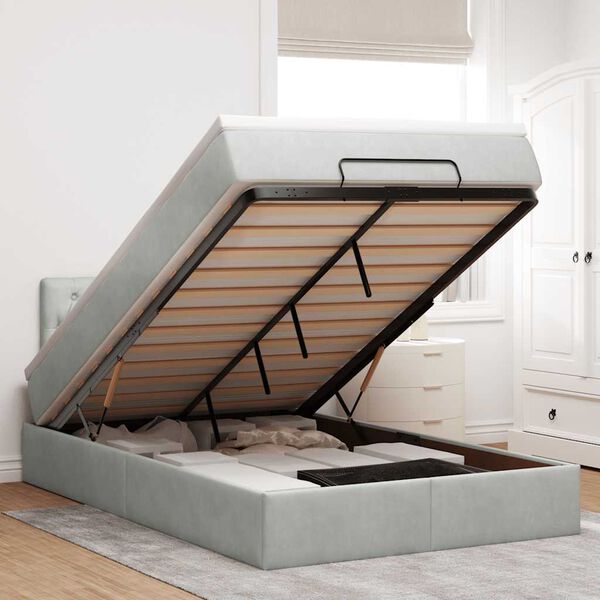 vidaXL Struttura Letto Pouf con Materasso 120x200 cm Velluto