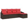 vidaXL Set di divani 5 pz Marrone polyrattan