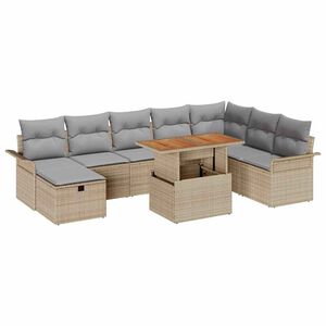 vidaXL Set Divano da Giardino 9 pcs Beige polyrattan