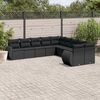 vidaXL Set Divani da Giardino 10pz con Cuscini in Polyrattan Nero