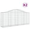 vidaXL Cesti Gabbioni ad Arco 2 pz 200x30x80/100 cm Ferro Zincato