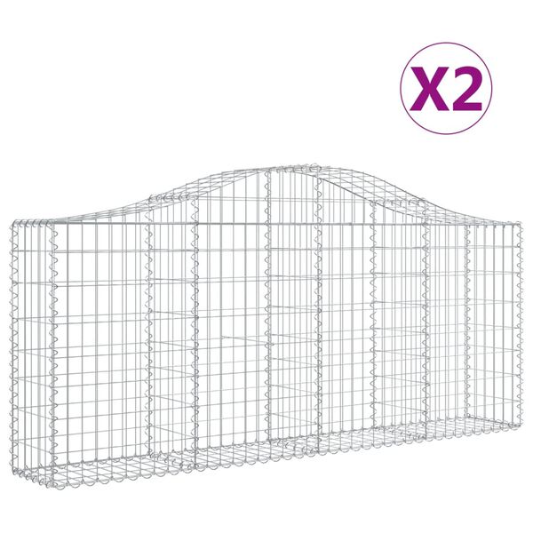 vidaXL Cesti Gabbioni ad Arco 2 pz 200x30x80/100 cm Ferro Zincato