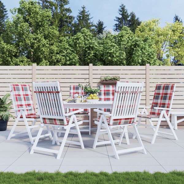 vidaXL Cuscini per Sedie 6 pz Rossi a Quadri 120x50x3 cm in Tessuto