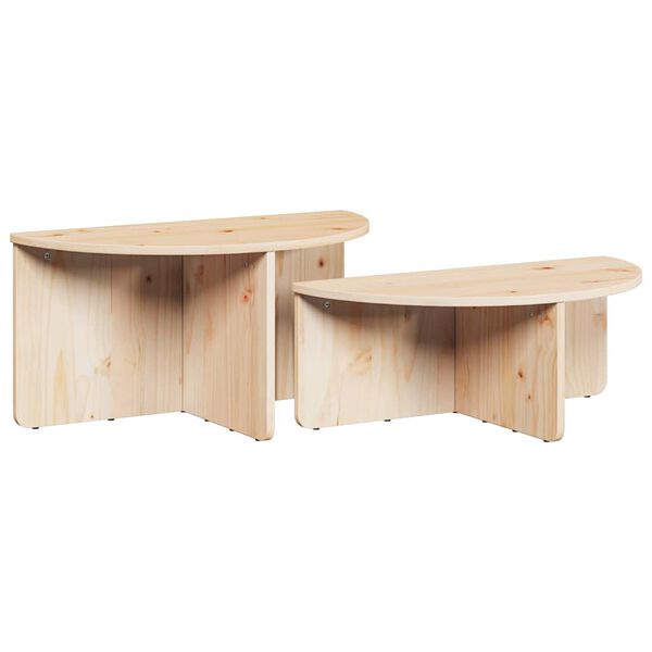 vidaXL Tavolino da salotto 2 pcs Naturale Legno di pino massello