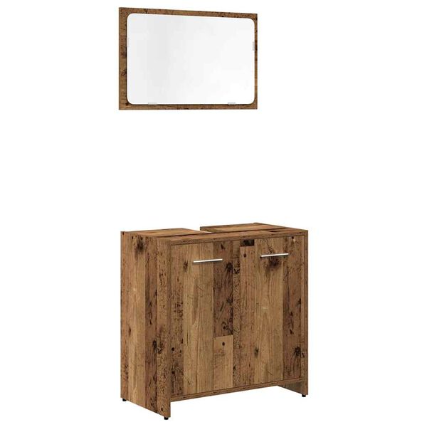 vidaXL Set Mobili da Bagno 3 pz Legno Antico in Legno Multistrato
