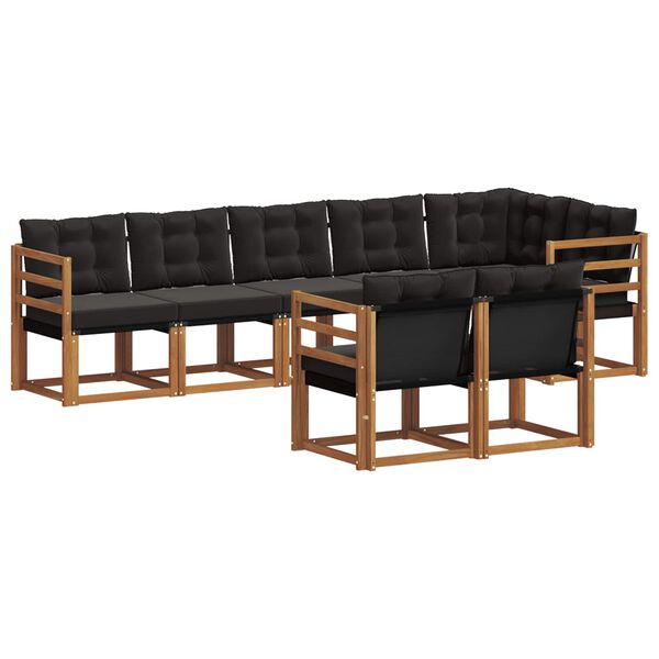vidaXL Set di divani da esterno con cuscino 8 pcs Naturale e Nero