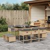 vidaXL Set Pranzo da Giardino 11 pz con Cuscini Beige Misto Polyrattan
