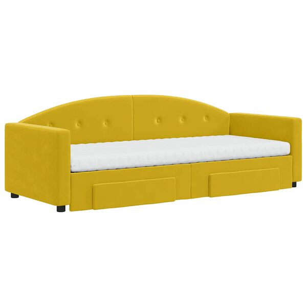 vidaXL Divano Letto Estraibile con Cassetti Giallo 80x200cm in Velluto
