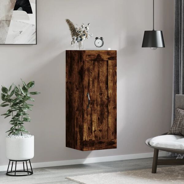 vidaXL Mobile a Parete Rovere Fumo 34,5x34x90 cm in Legno Multistrato