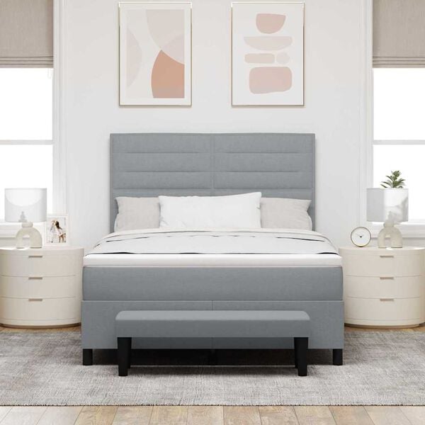 vidaXL Letto a molle con materasso Grigio chiaro 140 x 200 cm Tessuto
