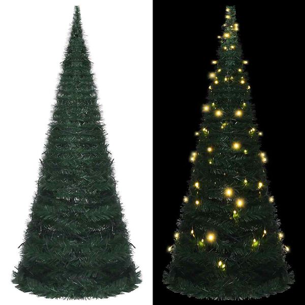 vidaXL Albero di Natale Artificiale Apribile Preilluminato Verde 210cm