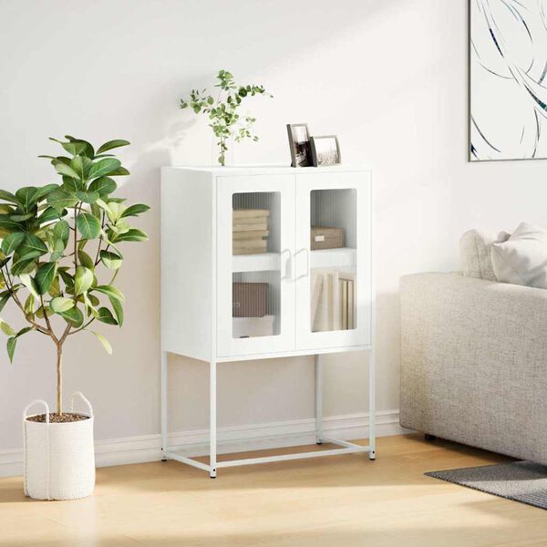 vidaXL Credenza Bianca 68x39x107 cm in Acciaio