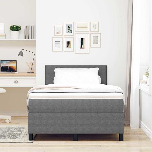 vidaXL Letto a molle con testiera Grigio chiaro e bianco 120 x 190 cm