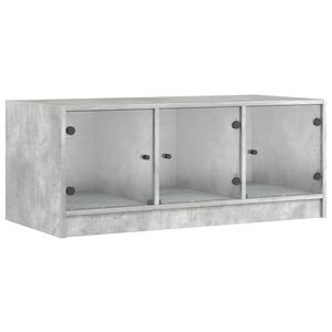 vidaXL Tavolino Salotto con Ante in Vetro Grigio Cemento 102x50x42 cm