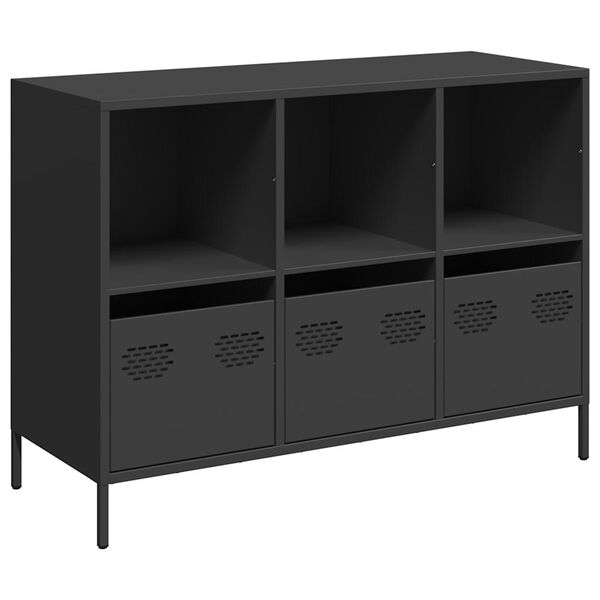 vidaXL Credenza Nera 101,5x39x73,5 cm in Acciaio Laminato a Freddo