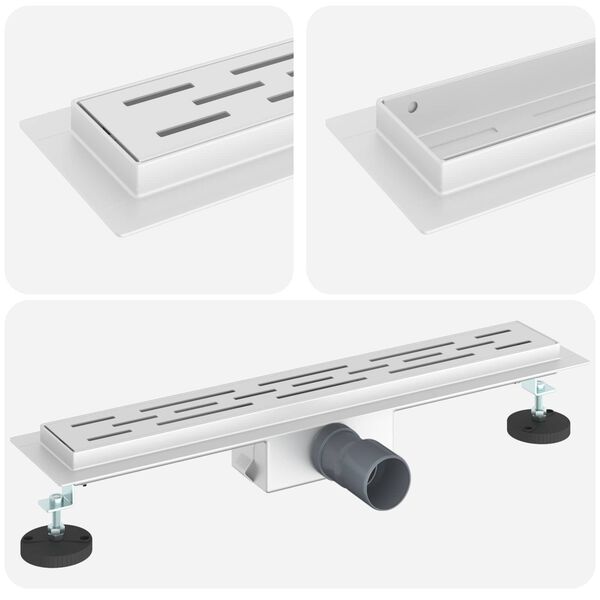 vidaXL Drenaggio doccia con design a striscia Argento 60 cm