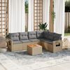 vidaXL Set Divano da Giardino 7 pz con Cuscini Beige Misto Polyrattan