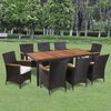 vidaXL Set da Pranzo da Giardino 9 pz con Cuscini in Polyrattan