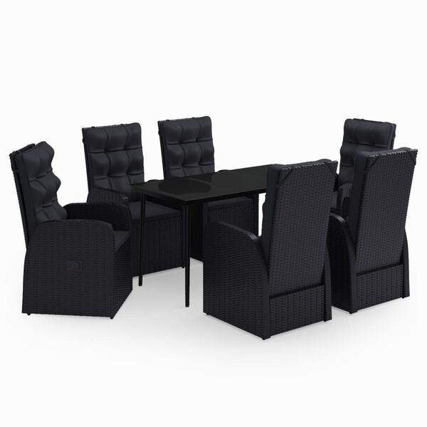 vidaXL Set da Pranzo da Giardino 7 pz con Cuscini Nero
