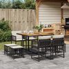 vidaXL Set da Pranzo da Giardino 9 pz con Cuscini Nero in Polyrattan