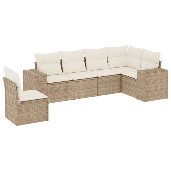 vidaXL Set Divano da Giardino 6 pz con Cuscini Beige in Polyrattan
