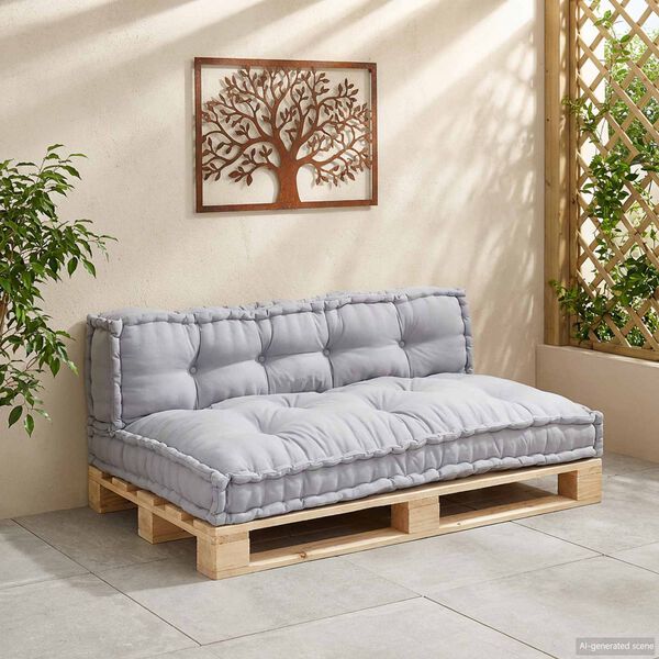 vidaXL Cuscino per Divano Pallet 2 pcs Grigio 120 x 80 x 38 cm Tessuto
