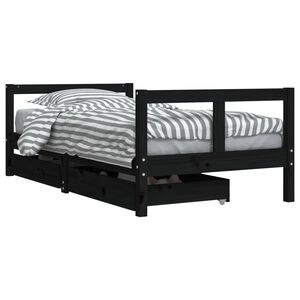 vidaXL Giroletto per Bambini con Cassetti Nero 80x160 cm Massello Pino