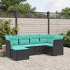 vidaXL Set Divano da Giardino 6 pz con Cuscini Nero in Polyrattan