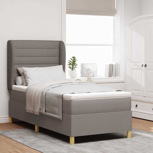 vidaXL Letto con molle e materasso Grigio Scuro 90x190 cm Tessuto