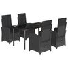 vidaXL Set da Pranzo da Giardino 5 pz Nero con Cuscini in Polyrattan