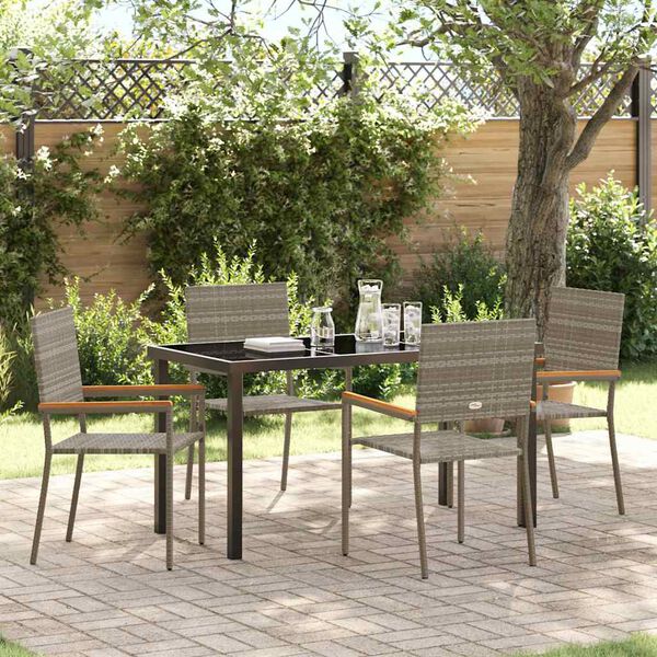 vidaXL Set da Pranzo per Giardino con cuscino 5 pcs Grigio polyrattan