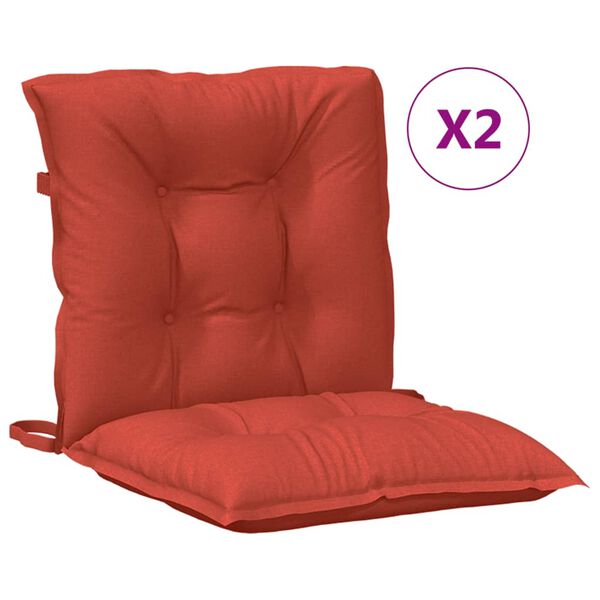 vidaXL Cuscini Sedia Schiena Bassa 2 pz Rosso M&eacute;lange 100x50x7 Tessuto