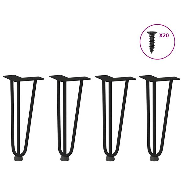 vidaXL Gambe a forcina per tavolino 4 pz nere 30 cm in acciaio massiccio