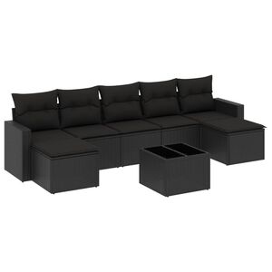 vidaXL Set Divani da Giardino con Cuscini 8 pz Nero in Polyrattan