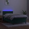 vidaXL Letto a Molle con Materasso e LED Verde Scuro 80x200cm Velluto
