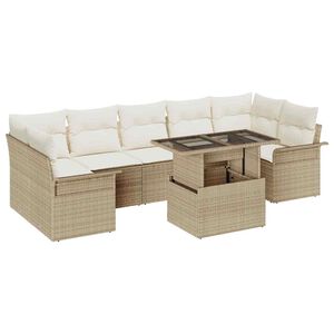 vidaXL Set Divano da Giardino 8 pcs Beige Rattan in Polipropilene